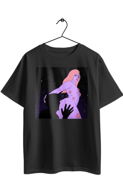 Футболка оверсайз з принтом "Фіолетова Дівчина". Дівчина, тіло. 2070702