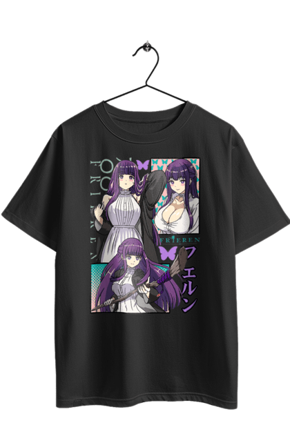 Футболка оверсайз з принтом "Фрірен, провожаюча в останній путь Ферн". Anime, fern, manga, аніме, героїня, ельф, маг, манга, ферн, фрірен. 2070702