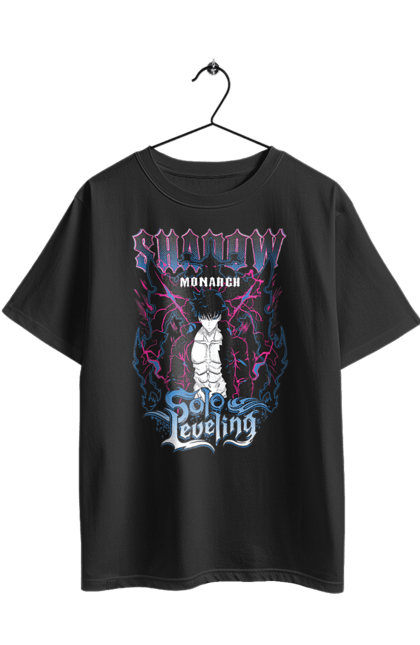 Футболка оверсайз з принтом "Тільки я візьму новий рівень". Anime, manga, solo leveling, sung jinwoo, аниме, манга, новий рівень, сонг джін. 2070702