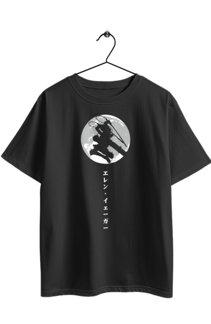 Oversized t-shirt with prints Attack on Titan Eren. Action film, anime, attack on titan, dark fantasy, drama, eren, eren jaeger, manga, post-apocalyptic. 2070702