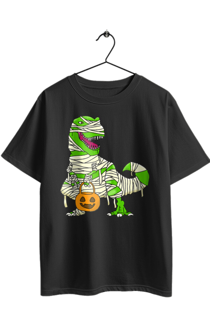 Oversized t-shirt with prints Halloween Dinosaur. Costume, dinosaur, halloween, holiday, october, october 31, pumpkin, sweets, trick or treat. 2070702