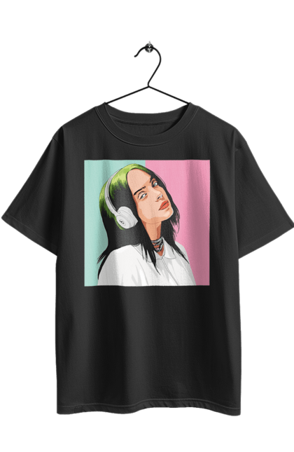 Футболка оверсайз з принтом "Billie Eilish". Активістка, біллі айліш, мизукант, права, співачка, тварини. 2070702