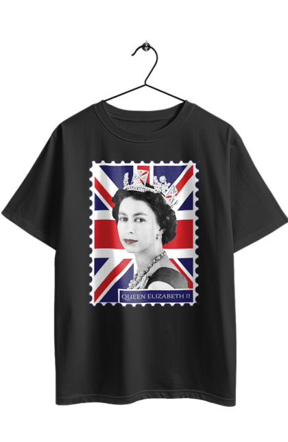 Oversized t-shirt with prints Queen Elizabeth II. Britain, british, england, platinum jubilee, queen, queen elizabeth, queen elizabeth ii, rip queen elizabeth. 2070702