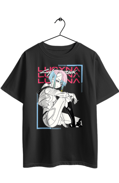 Футболка оверсайз з принтом "Кіберпанк: Ті, що біжать по краю Люсі". Cd проект, cyberpunk, edgerunners, lucy, netflix, аніме, відеогра, гра, кіберпанк, люсі. 2070702