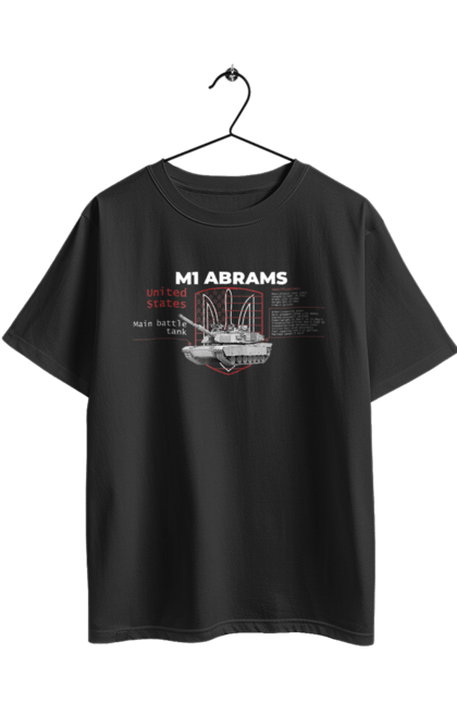 Футболка оверсайз з принтом "M1 Abrams англійська". Abrams, m1 abrams, залужний, зброя, танк. 2070702