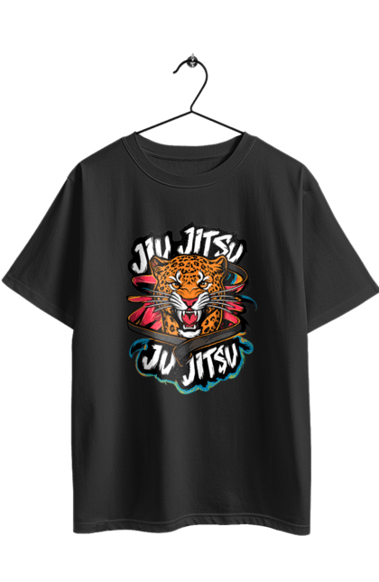Футболка оверсайз з принтом "Джіу джитсу". Jujutsu, бойові мистецтва, джиу джитсу, джіу-джитсу, леопард, ніндзя, самурай, спорт, тварина, японія. 2070702