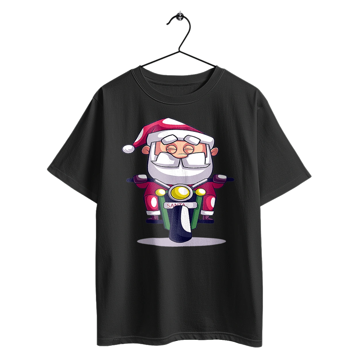 Happy Santa on a motorcycle