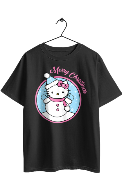 Футболка оверсайз з принтом "Хелло Кітті Веселого Різдва!". Hello kitty, merry christmas, бренд, кіт, кошеня, персонаж, різдво, санта клаус, хелло кітті. 2070702