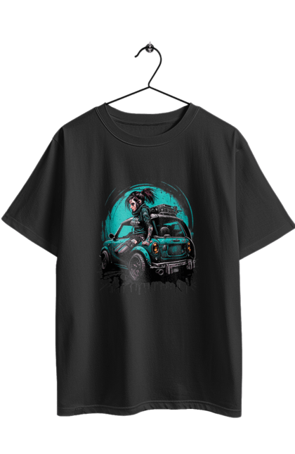 Футболка оверсайз з принтом "Кіберпанк дівчина". Арт, графіка, дівчата, ігри, кіберпанк, малюнок. 2070702