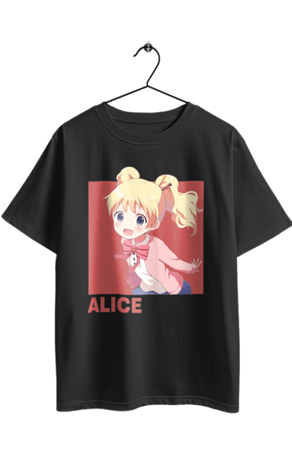 Футболка оверсайз з принтом "Золота мозаїка Аліса Картелет". Alice cartelet, anime, kiniro mosaic, kinmoza, manga, аліса, аліса картелет, аніме, золота мозаїка, манга. 2070702