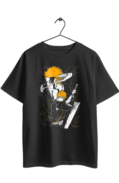 Футболка оверсайз з принтом "Бліч Куросакі Ічіґо". Anime, bleach, ichigo kurosaki, manga, аніме, бліч, ічіго, куросакі ічіґо, манга. 2070702