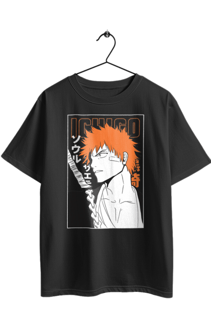 Футболка оверсайз з принтом "Бліч Куросакі Ічіґо". Anime, bleach, ichigo kurosaki, manga, аніме, бліч, ічіго, куросакі ічіґо, манга. 2070702