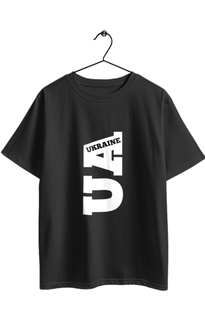 Футболка оверсайз з принтом "Україна". Абревіатура, батьківщина, емблема, логотип, напис, текст, україна. 2070702