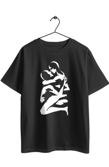 Футболка оверсайз з принтом "Білі Тіла". Жінка, контур, тіла, чоловік. 2070702