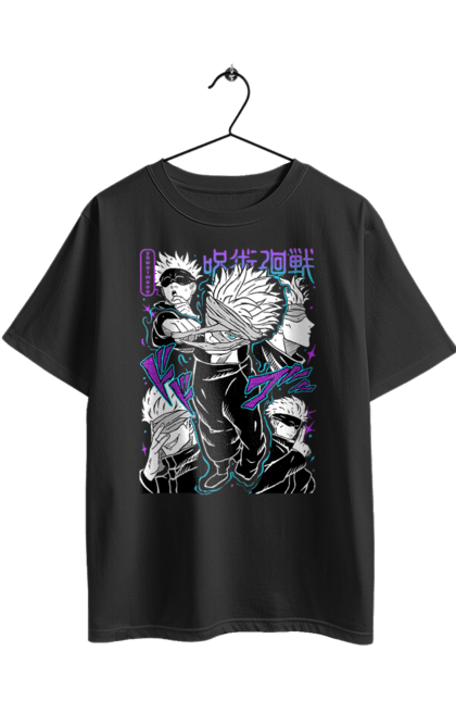 Футболка оверсайз з принтом "Магічна битва Годжо". Anime, gojo, jujutsu kaisen, manga, актуальне, аніме, годжо, магічна битва, манга, містика, темне фентезі. 2070702