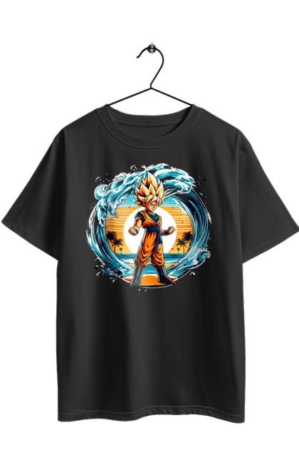 Oversized t-shirt with prints Dragon Ball Son Goku. Anime, dragon ball, goku, manga, son goku, tv series. 2070702