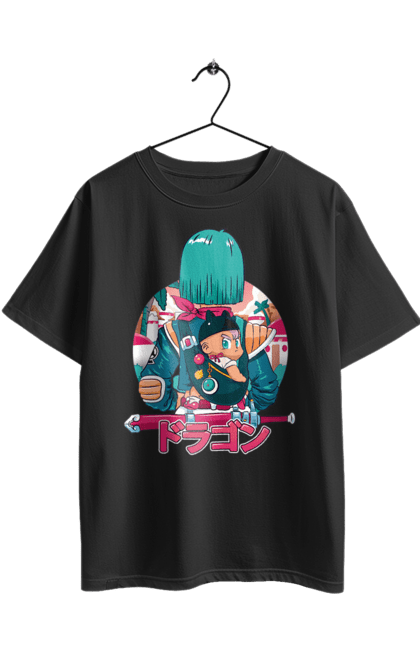 Футболка оверсайз з принтом "Перли дракона Булма". Anime, bulma, dragon ball, goku, manga, аніме, булма, гоку, манга, перли дракона. 2070702