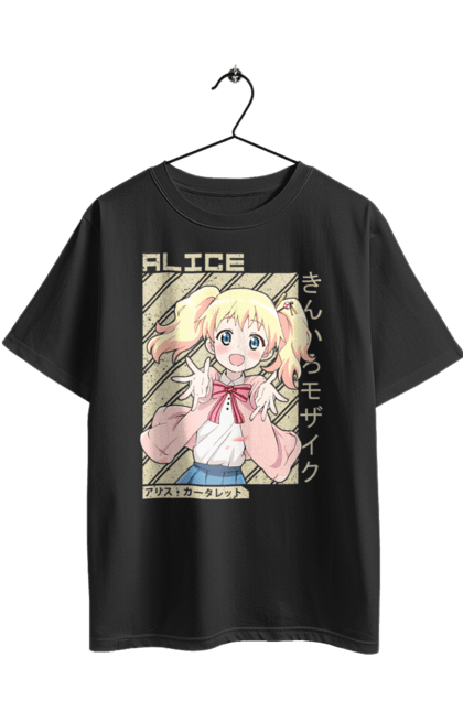 Футболка оверсайз з принтом "Золота мозаїка Аліса Картелет". Alice cartelet, anime, kiniro mosaic, kinmoza, manga, аліса, аліса картелет, аніме, золота мозаїка, манга. 2070702