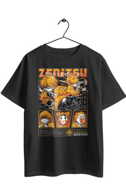 Футболка оверсайз з принтом "Винищувач Демонів Зеніцу". Demon slayer, kimetsu no yaiba, zenitsu, zenitsu agatsuma, аніме, винищувач демонів, зеніцу агацума, манга, серіал. 2070702