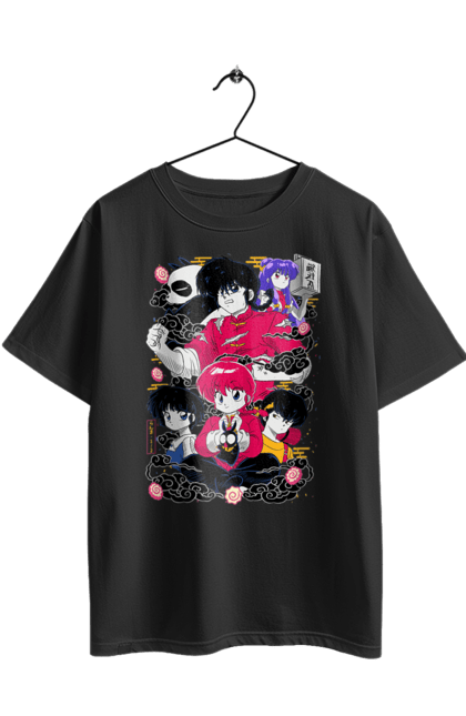Oversized t-shirt with prints Ranma 1/2. Action movie, anime, comedy, manga, mystic, ranma, romance, shampoo. 2070702
