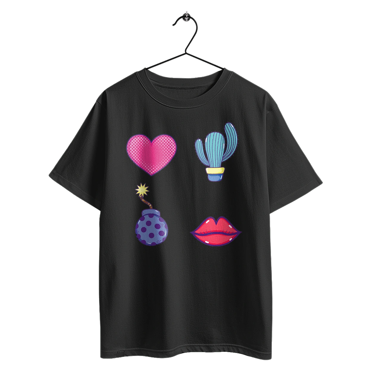 Heart, Cactus, Bomb, Lips