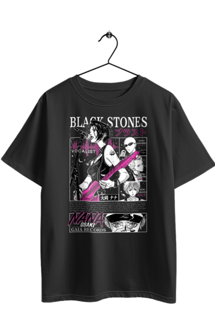 Oversized t-shirt with prints Nana Nana Osaki. Anime, black stones, blast, manga, music, musical group, nana, nana osaki, singer. 2070702