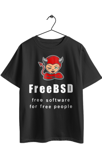 Футболка оверсайз з принтом "Freebsd Для Вільних". Bsd, freebsd, unix, адміністратор, айті, айтішник, безкоштовна, безкоштовно, бестія, білий, вільна, демон, демонесса, доступність, незалежність, операційна система, ос, програміст, програмне забезпечення, свобода, сисадмін, система, системний адміністратор, софт, текст, червоний. 2070702