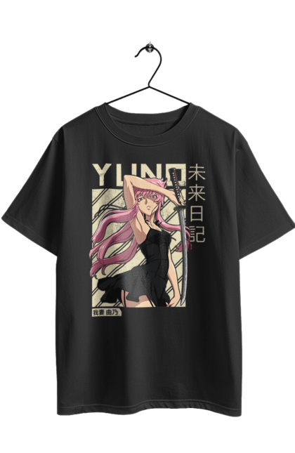 Футболка оверсайз з принтом "Щоденник майбутнього Юно Гасай". Anime, future diary, manga, survival game, yuno gasai, аніме, манга, щоденник майбутнього, юно гасай. 2070702