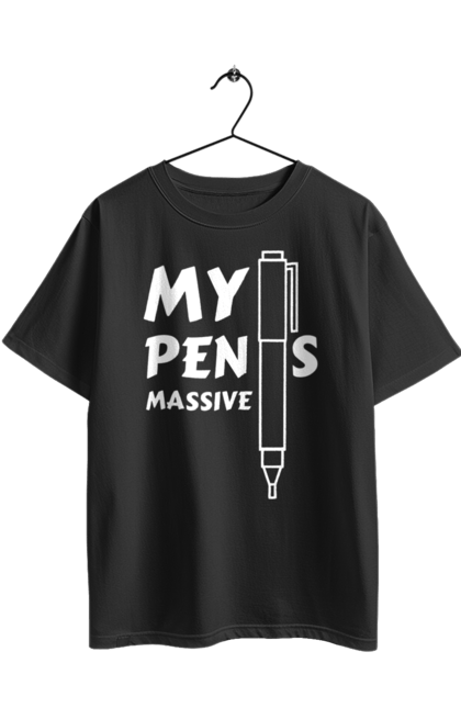 Футболка оверсайз з принтом "Моя ручка величезна". Гумор, мем, моя ручка величезна, прикол, прикольна, смішна. 2070702