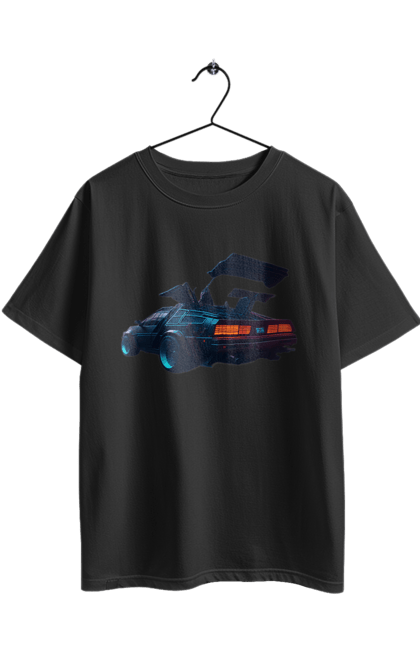 Футболка оверсайз з принтом "DeLorean назад у майбутнє". Автомобіль, делореан, з фільму. 2070702