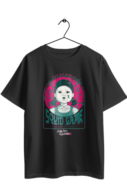 Футболка оверсайз с принтом Игра в кальмара. Green light, netflix, red light, squid game, дальше будешь, игра в кальмара, нетфликс, сериал, тише едешь. 2070702