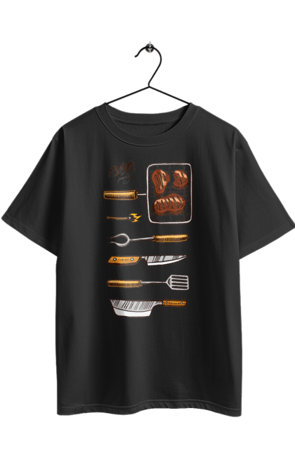 Oversized t-shirt with prints Barbecue Party. B-b-q, fry, meat. 2070702