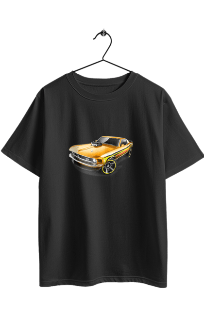 Футболка оверсайз з принтом "Форд мустанг". Американська легенда, жовтий мустанг, культове авто, мустанг, потужне авто, форд мустанг, шелбі. 2070702