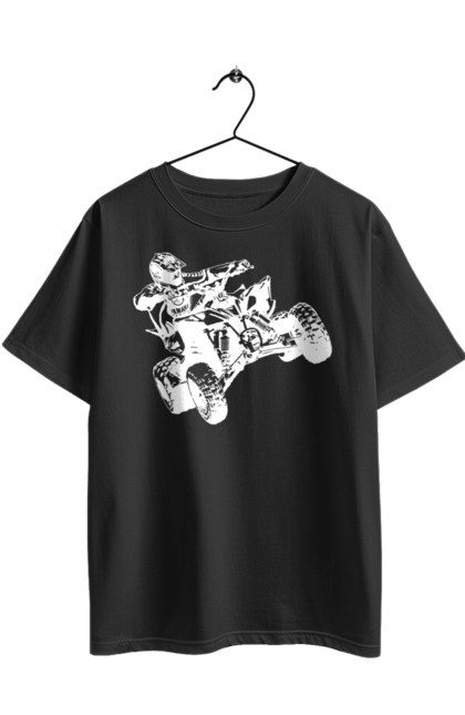 Футболка оверсайз з принтом "Людина На Квадроциклі Білий". Гонки, квадроцикл, экстрим. 2070702