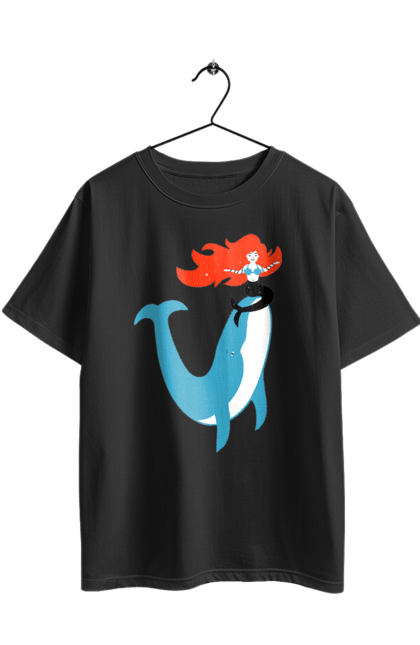 Футболка оверсайз з принтом "Русалка І Кит". Кит, море, русалка. 2070702