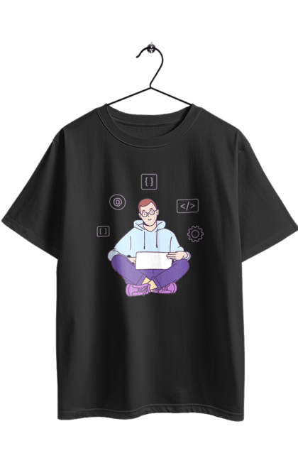 Футболка оверсайз з принтом "Я програміст". Angular, c, css, html, it, javascript, jquery, php, python, react, svelt, vue, айтишник, айті, гумор, код, кодувати, прогер, програміст, програмісти, ти ж, ти ж програміст, тиж програміст. 2070702