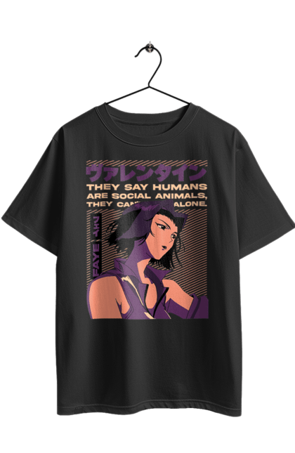 Футболка оверсайз з принтом "Ковбой Бібоп Фей". Anime, cowboy bebop, faye, faye valentine, аніме, ковбой бібоп, фей, фей валентайн. 2070702