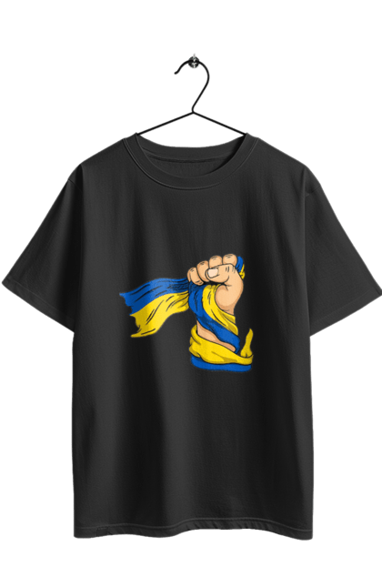 Футболка оверсайз з принтом "Сильна Україна". Воля, кулак, прапор україни, україна, українська символіка. 2070702