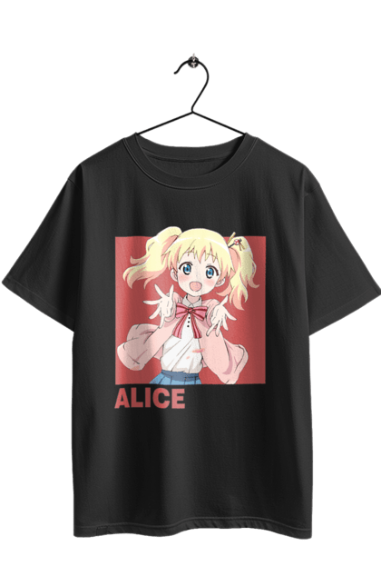 Футболка оверсайз з принтом "Золота мозаїка Аліса Картелет". Alice cartelet, anime, kiniro mosaic, kinmoza, manga, аліса, аліса картелет, аніме, золота мозаїка, манга. 2070702