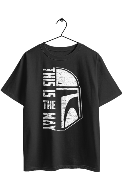 Футболка оверсайз з принтом "Такий шлях". Distressed, mandalorian helmet, movies, tv show, зоряні війни, кіно, малюк йода, мандаларець, такий шлях. 2070702