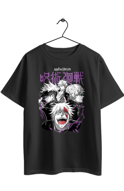 Футболка оверсайз з принтом "Магічна битва Годжо". Anime, gojo, jujutsu kaisen, manga, аніме, годжо, магічна битва, манга, містика, темне фентезі. 2070702
