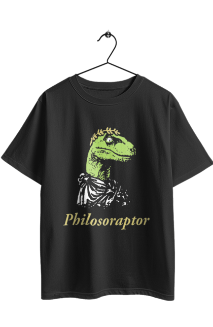 Футболка оверсайз з принтом "Філосораптор". Philosoraptor, raptor, velociraptor, велоцираптор, динозавр, мем, раптор, філосораптор, філософ, філософія. 2070702