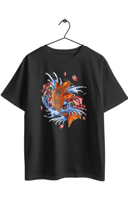 Футболка оверсайз з принтом "Риба і хвилі". Ryba, квітка, хвиля. 2070702