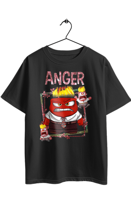 Футболка оверсайз з принтом "Думками навиворіт Гнів". Anger, inside out, pixar, гнів, головоломка, думками навиворіт, емоції, мультфільм. 2070702