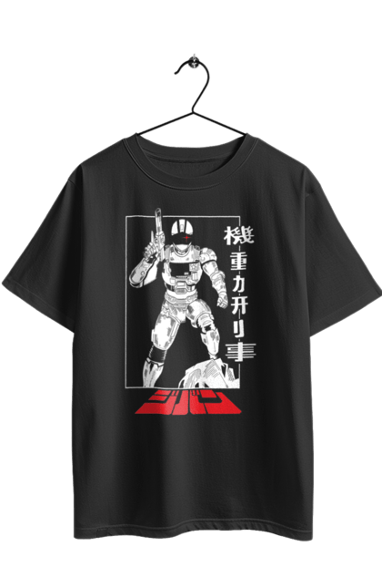 Футболка оверсайз с принтом Оперуполномоченный Джибан. Jiban, mobile cop, mobile cop jiban, джибан, сериал, супергерой. 2070702