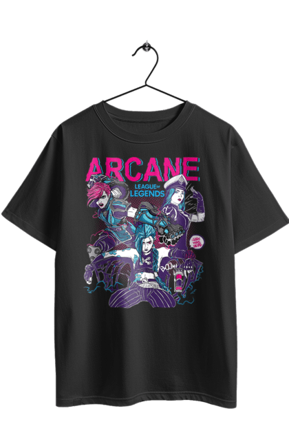 Футболка оверсайз з принтом "Аркейн". Arcane, league of legends, riot games, аркейн, вай, джинкс, мультсеріал, фентезі. 2070702