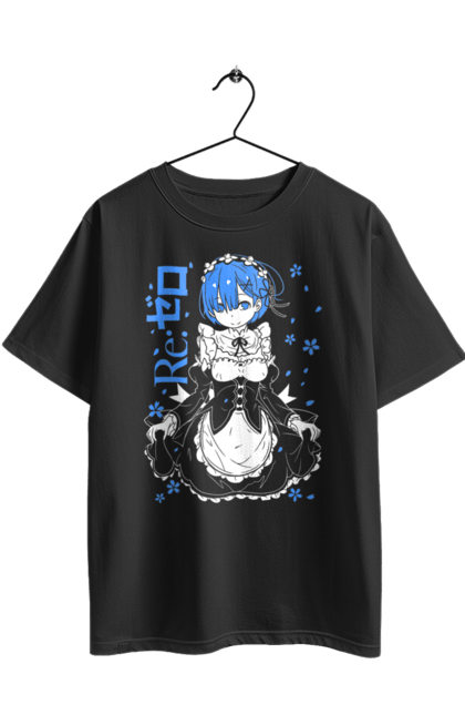 Футболка оверсайз з принтом "Re:Zero Рем". Anime, manga, re:zero, rem, аніме, драма, манга, рем, трилер, фентезі. 2070702