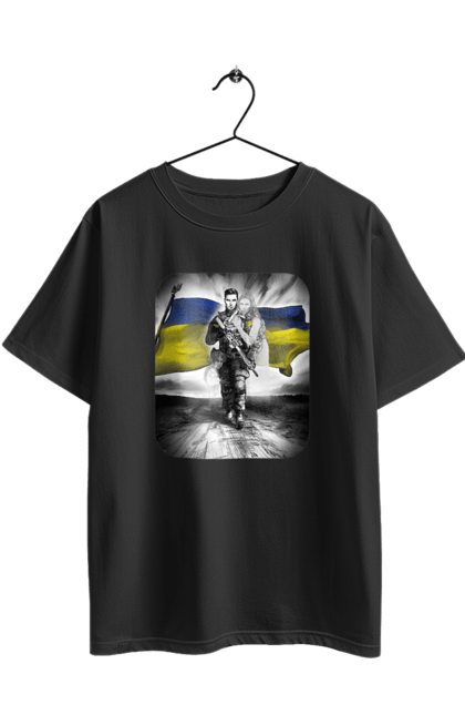 Футболка оверсайз з принтом "Захисник України". Дівчина, захисник, прапор, прапор україни, символіка, сиьволіка, україна. 2070702