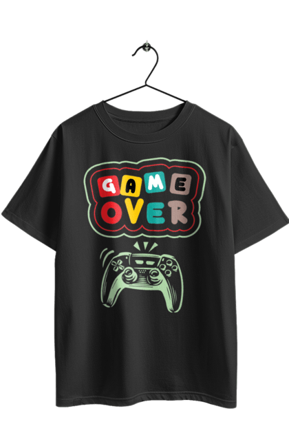 Футболка оверсайз з принтом "Гру закінчено". Game, game over, гра, гру закінчено, життя, кінець, смуток. 2070702