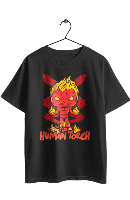 Футболка оверсайз з принтом "Людина факел". Fantastic four, human torch, jonathan storm, marvel, джонатан шторм, комікс, людина-факел, марвел, супергерой, фантастична четвірка. 2070702